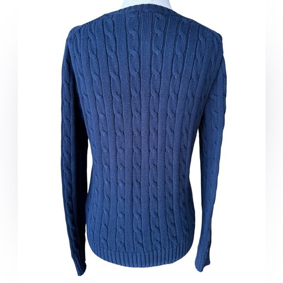 Ralph Lauren Women's Navy Cotton Cable Knit Sweater Size Medium - Picture 3 of 13